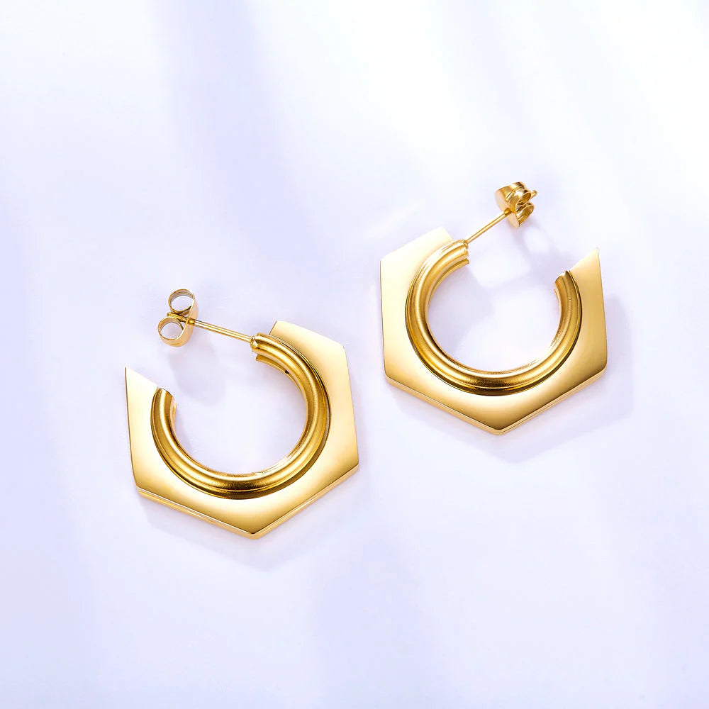 Flat Penta Hoops Earrings
