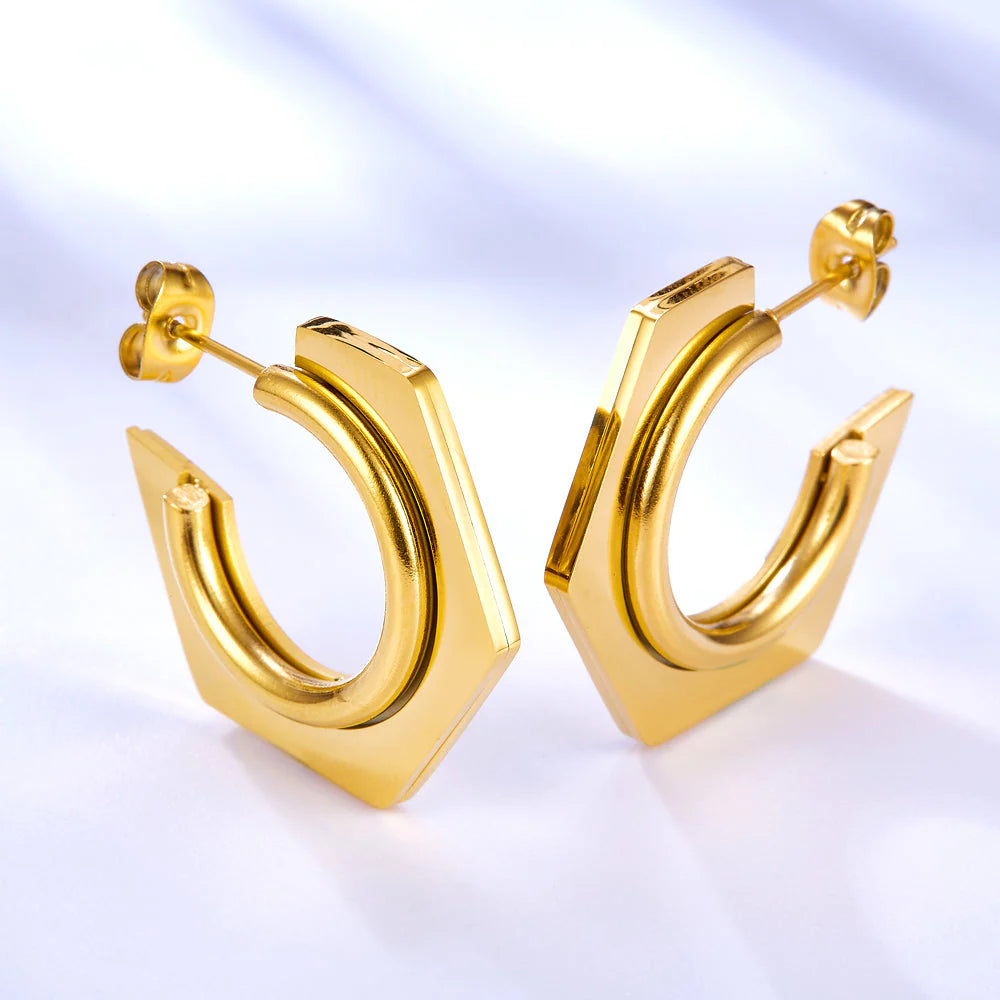 Flat Penta Hoops Earrings