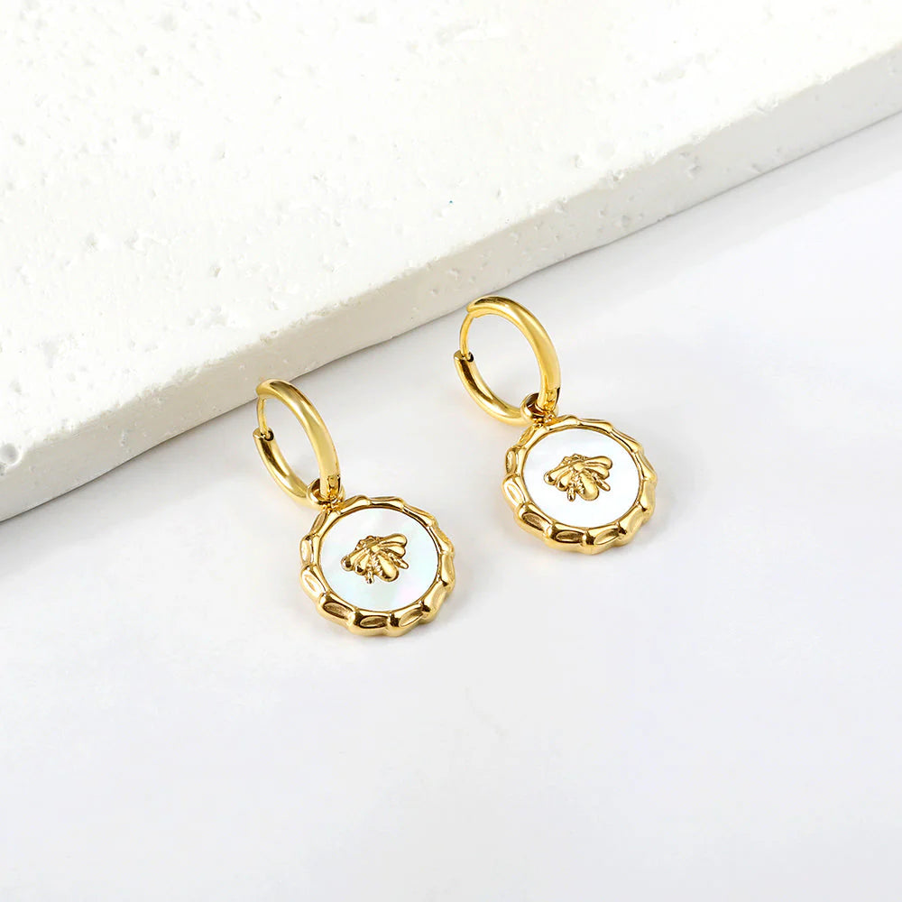 White Plated Bee Earrings