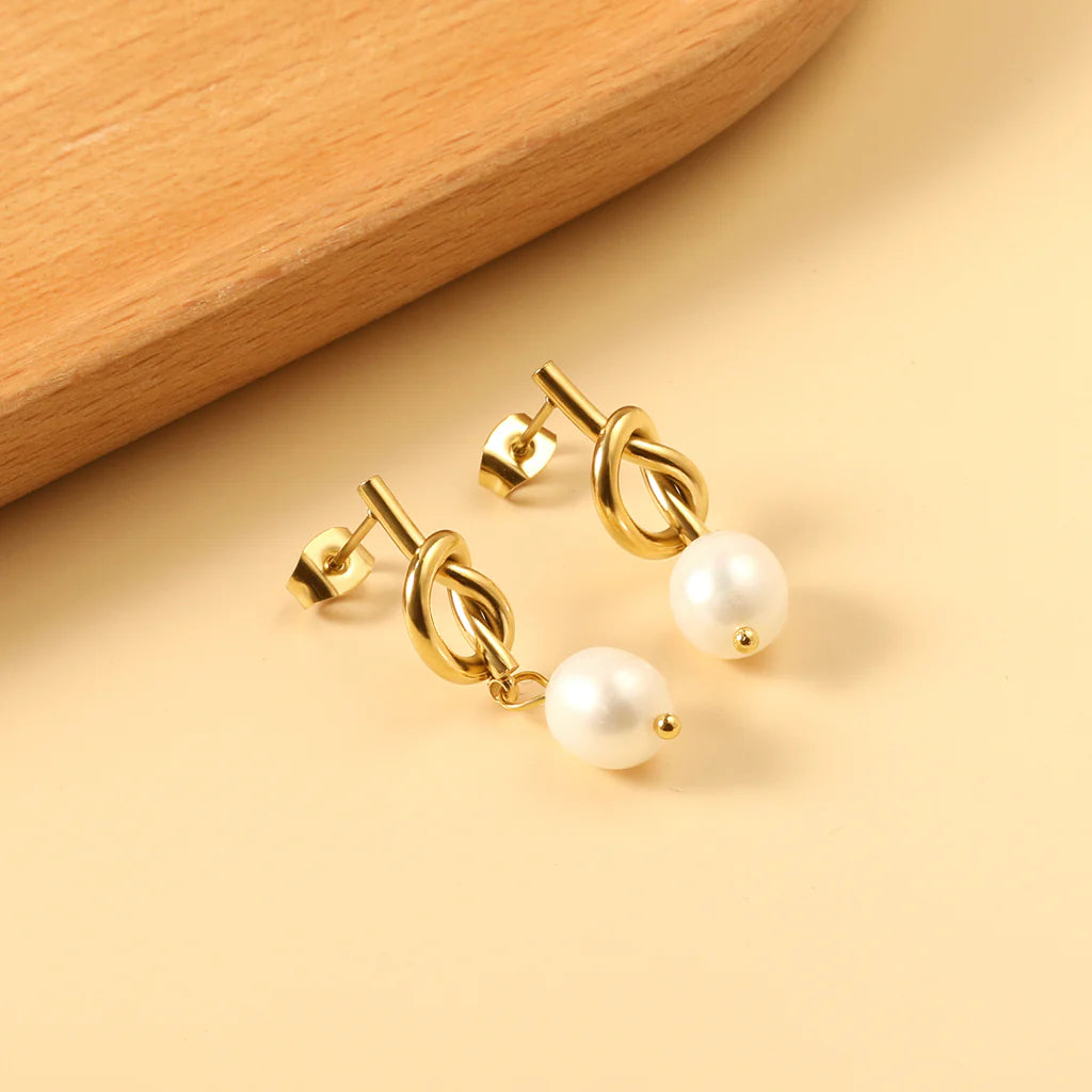 Pearl on a Knot Earrings