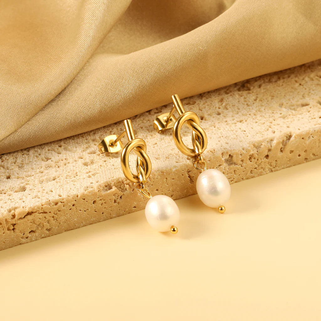 Pearl on a Knot Earrings