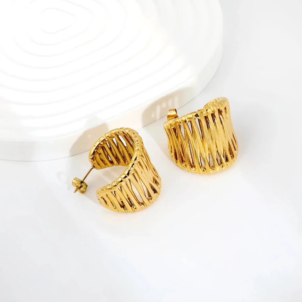 Woven Hollow Out Geometric Earrings