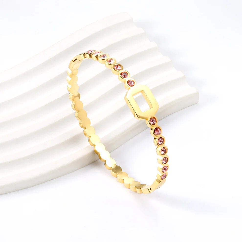 Pink Zirconia Hollow Bracelet