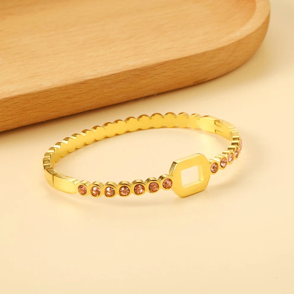 Pink Zirconia Hollow Bracelet