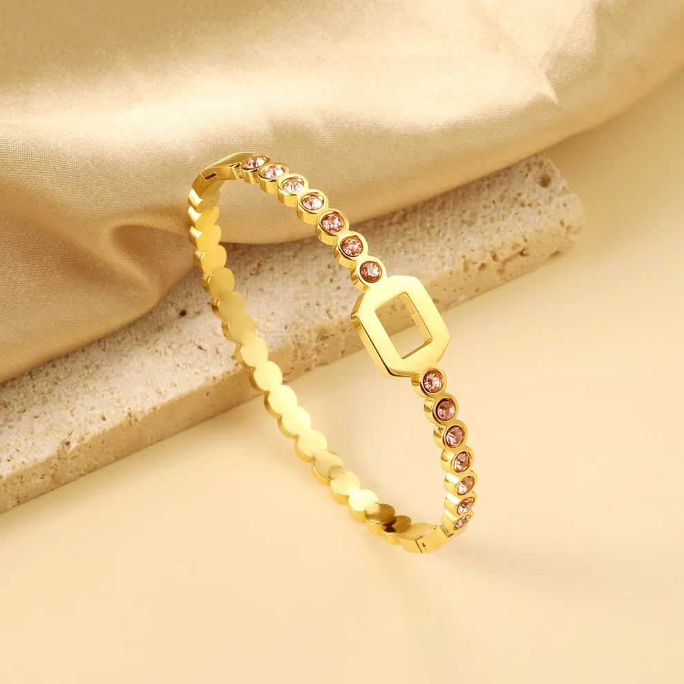 Pink Zirconia Hollow Bracelet