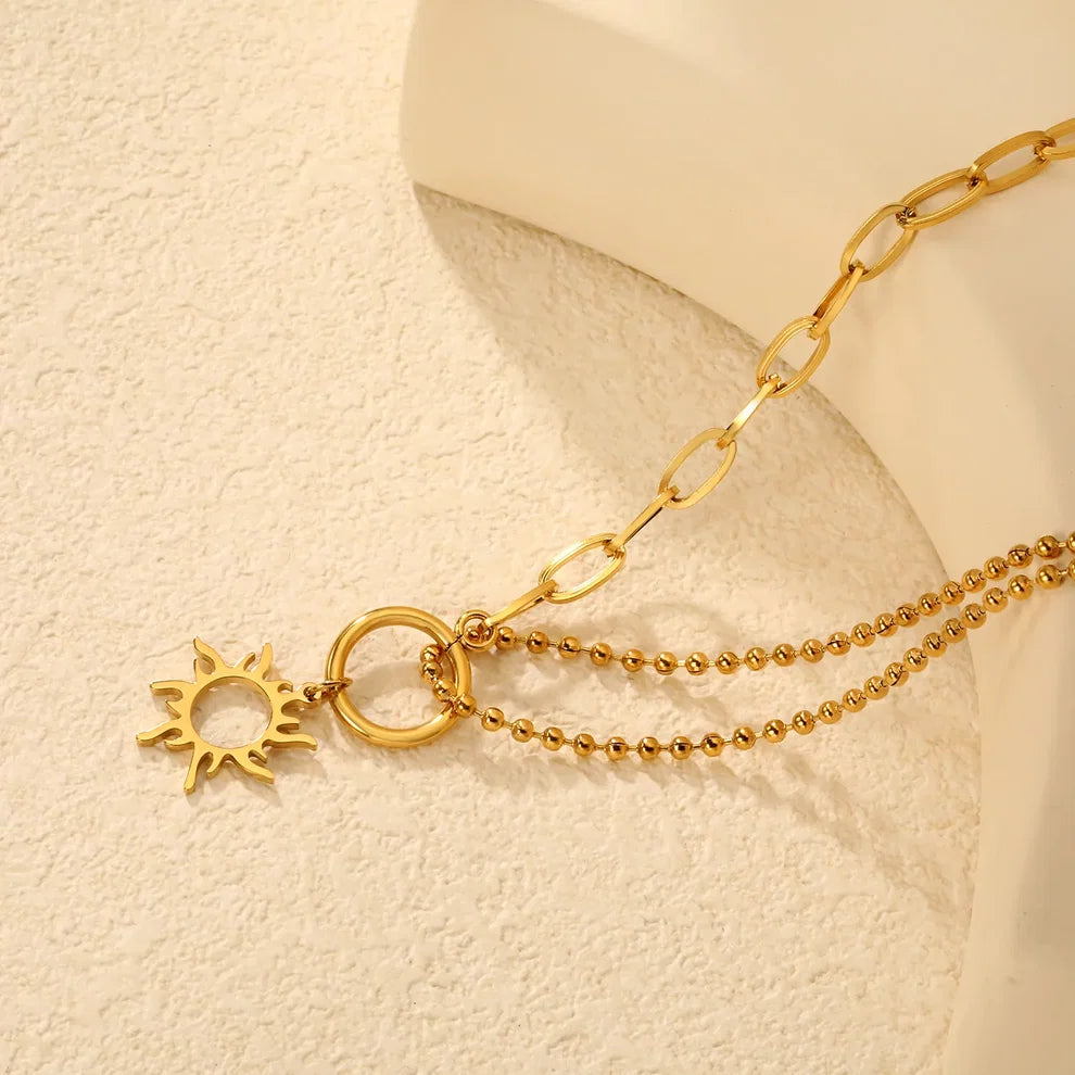 Two Chained Sun Necklace