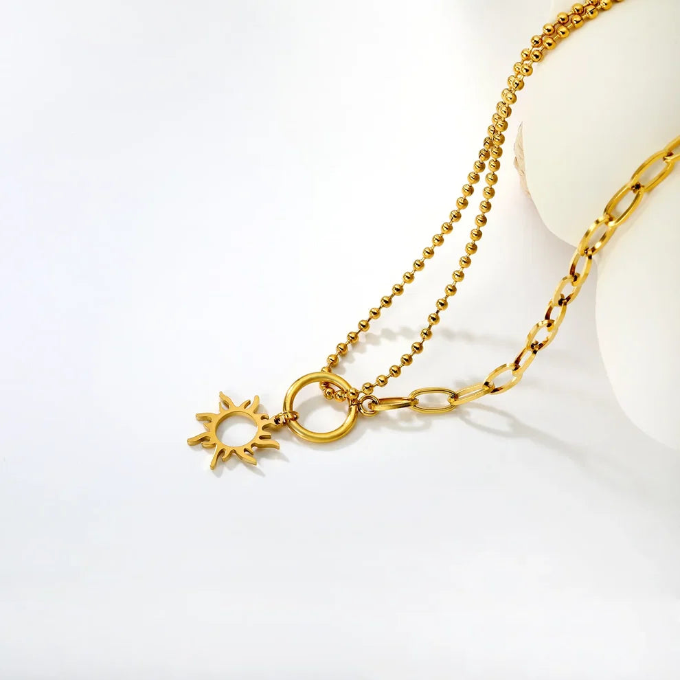 Two Chained Sun Necklace