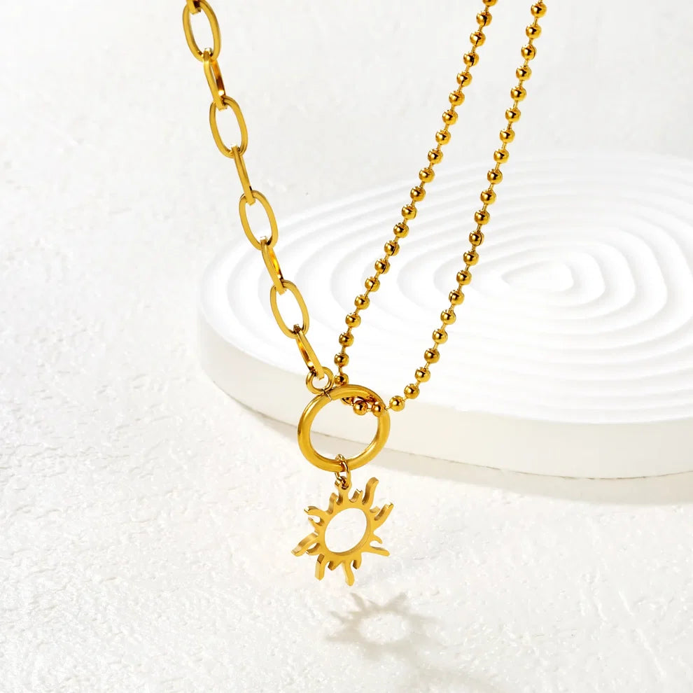 Two Chained Sun Necklace