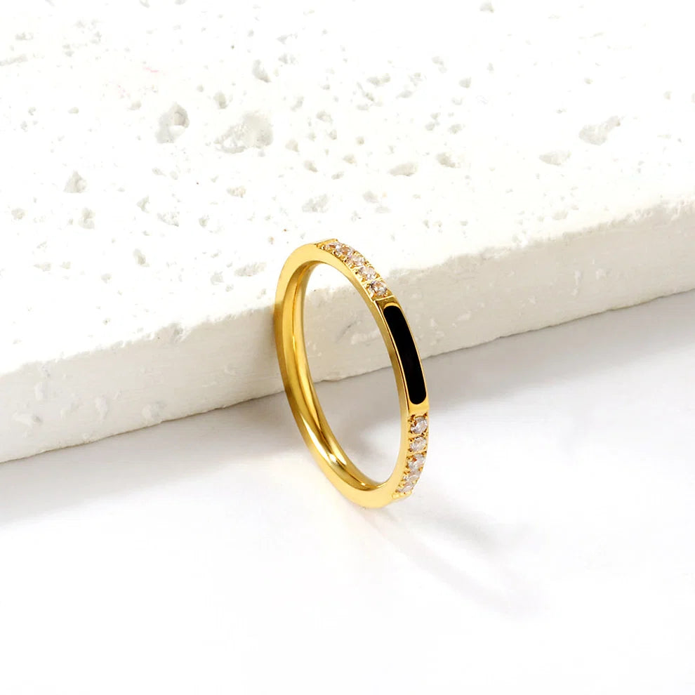 Black Accent with Zirconia Band Ring
