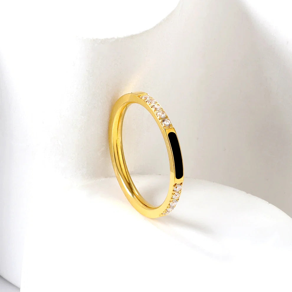 Black Accent with Zirconia Band Ring