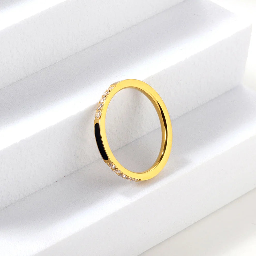 Black Accent with Zirconia Band Ring