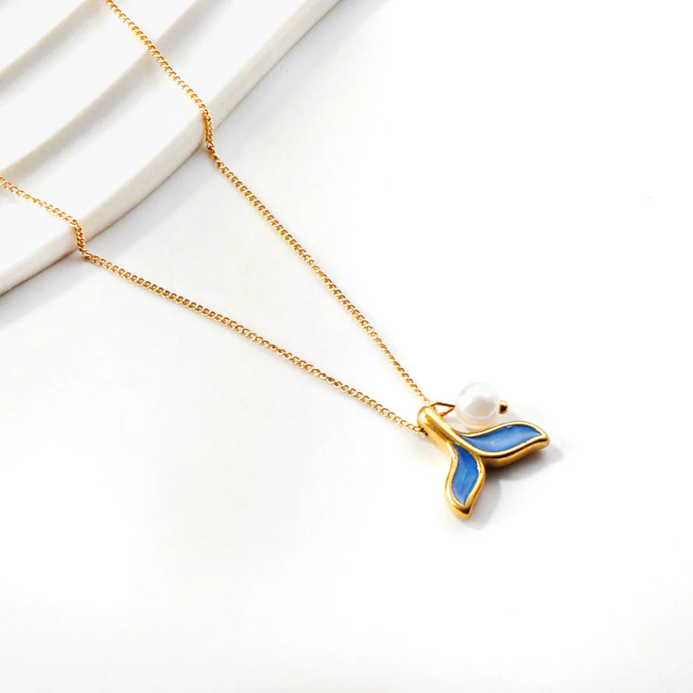 Blue Fishtail Pendant Necklace