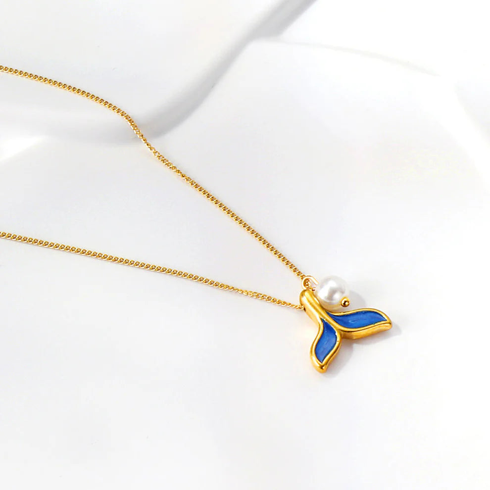 Blue Fishtail Pendant Necklace
