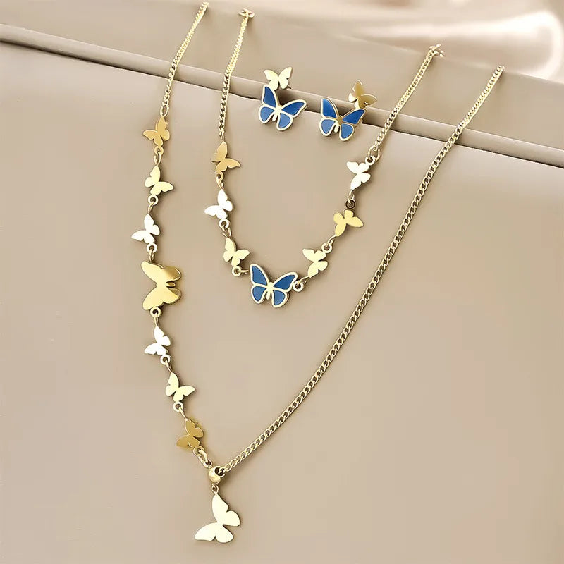 Pretty Blue Butterfly Jewelry Set
