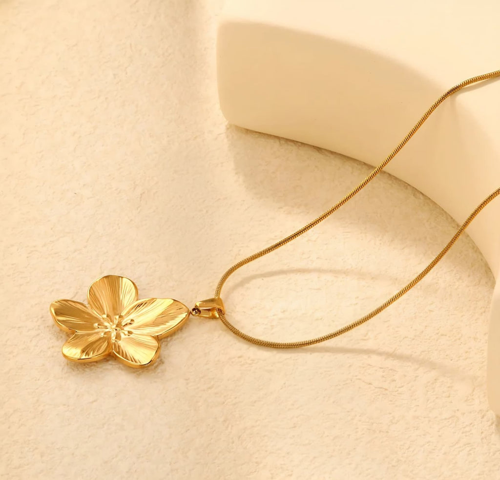 Golden Flower Blossom Necklace