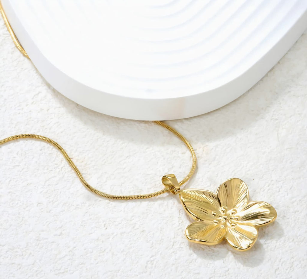Golden Flower Blossom Necklace