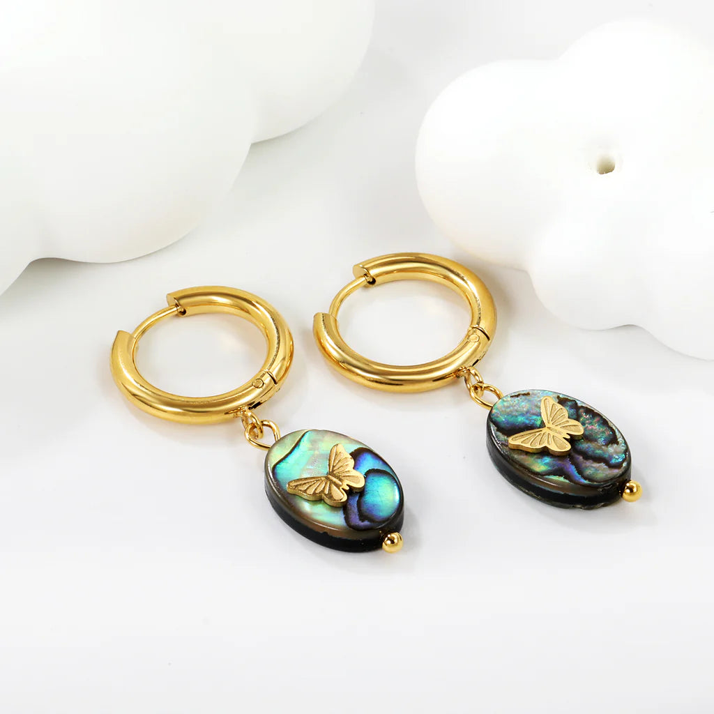 Oval Abalone Shell Earring