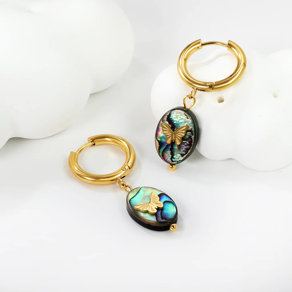 Oval Abalone Shell Earring
