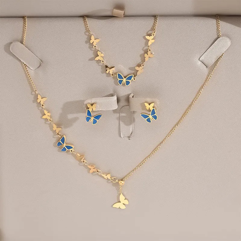 Pretty Blue Butterfly Jewelry Set