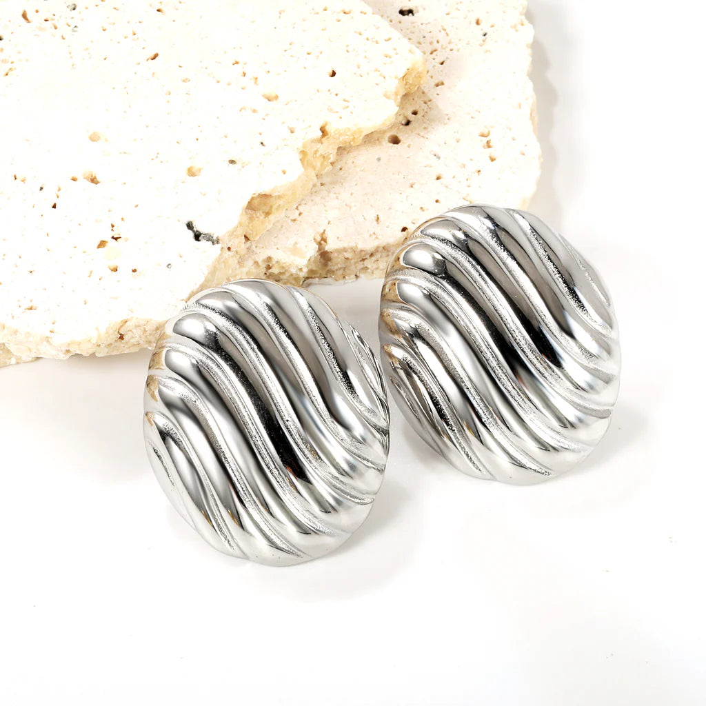 Big Chunky Silver Color Earrings