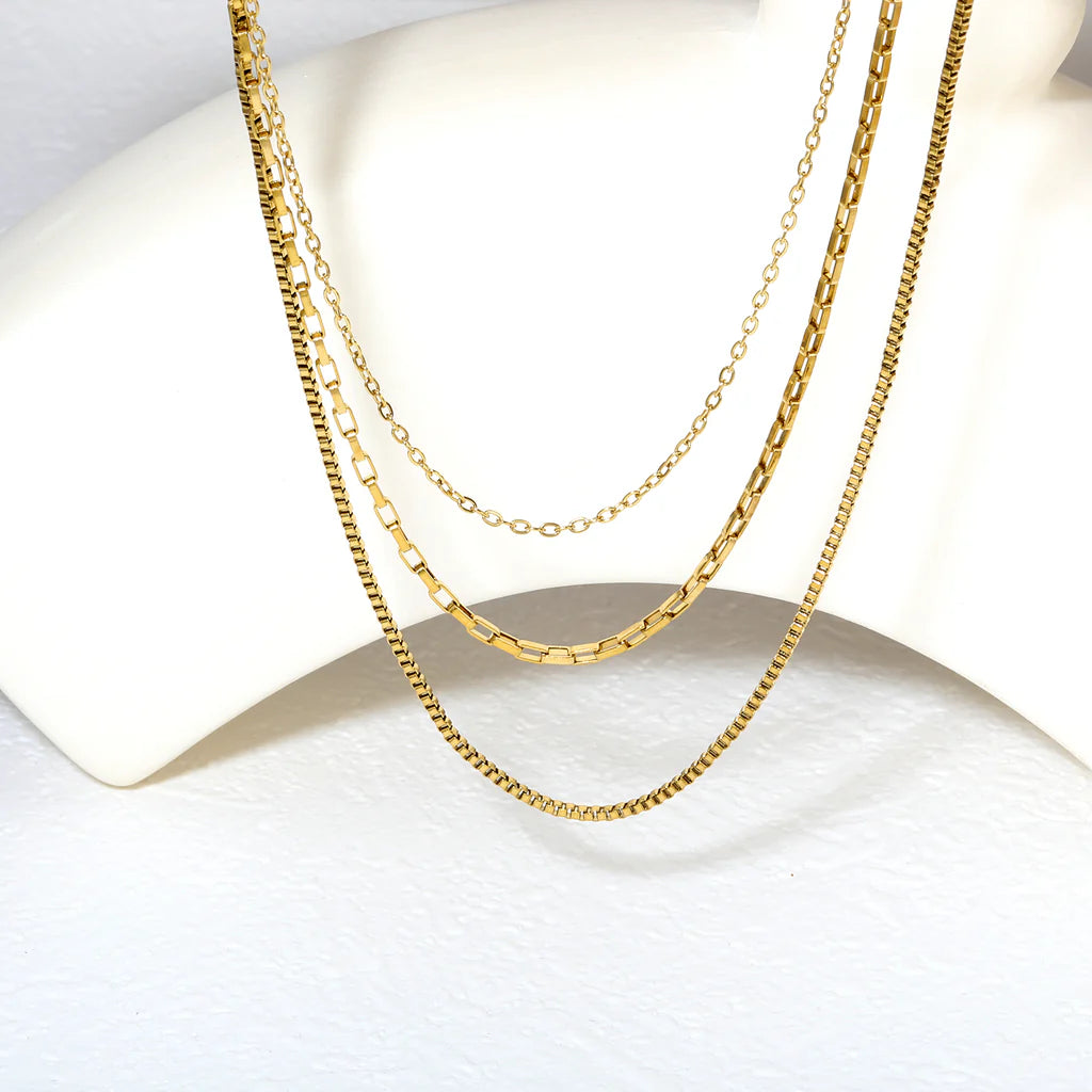 3 Layer Box Chain Necklace