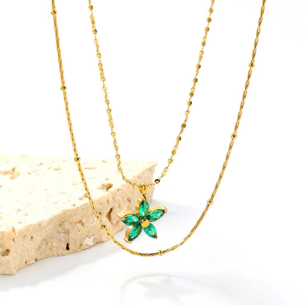 Green Star Double Necklace
