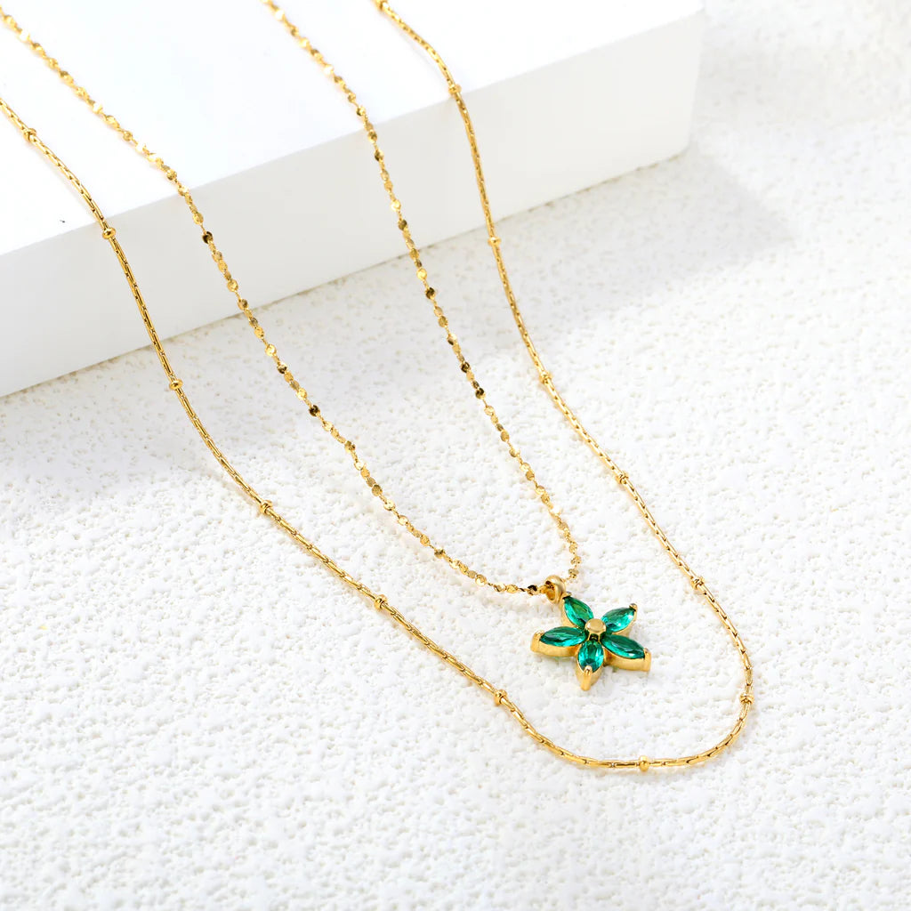 Green Star Double Necklace