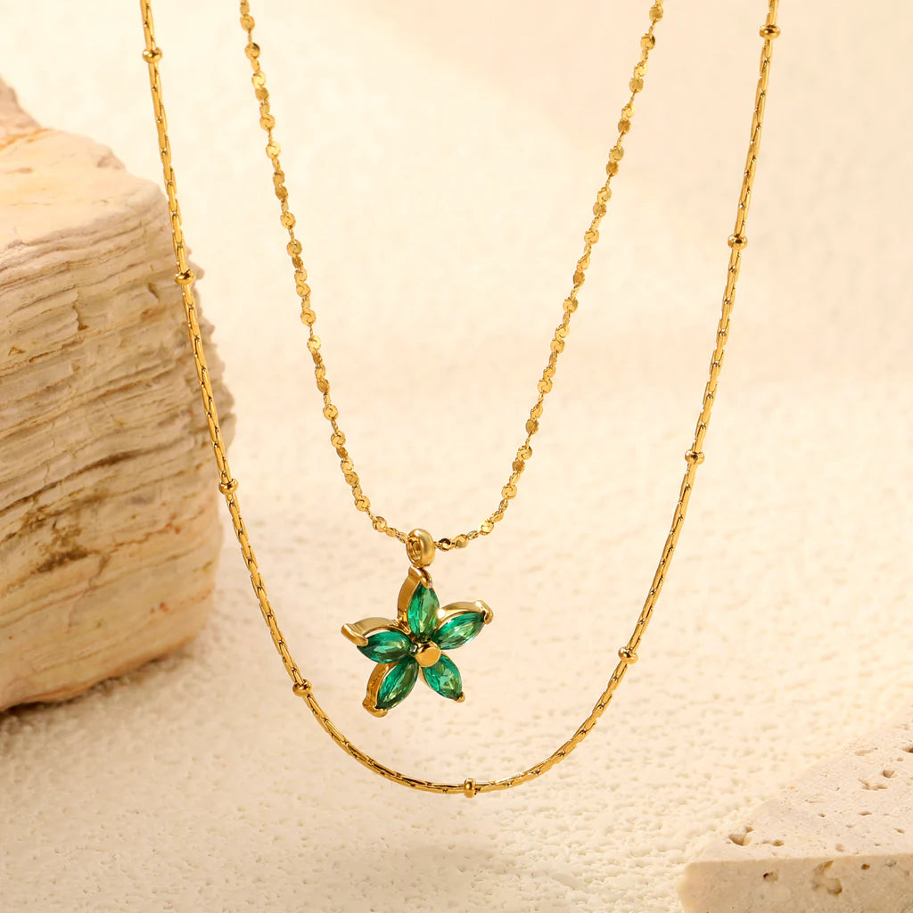 Green Star Double Necklace