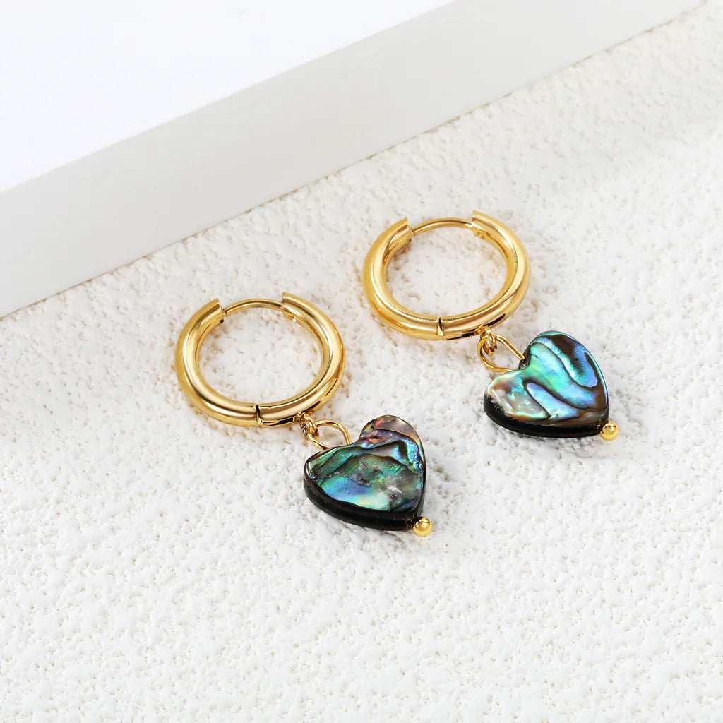 Heart Abalone Shell Earring