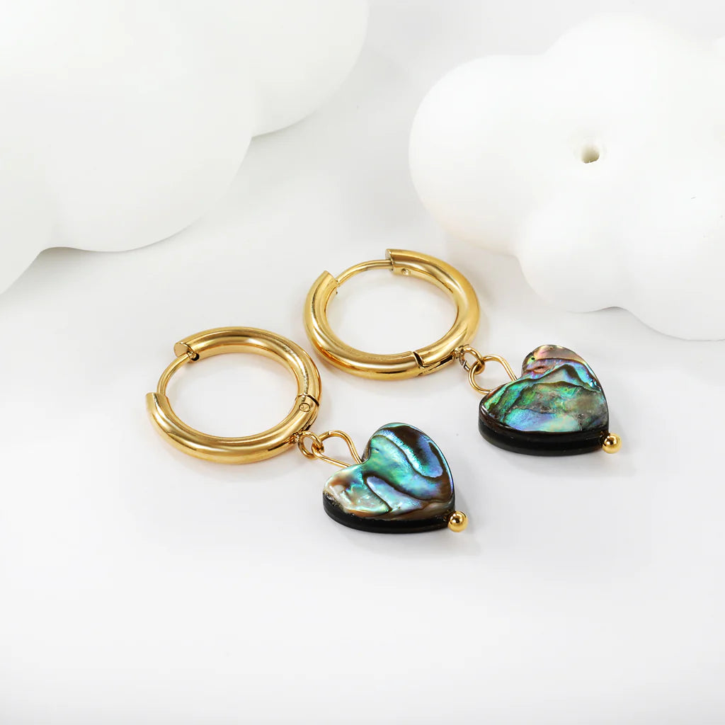 Heart Abalone Shell Earring