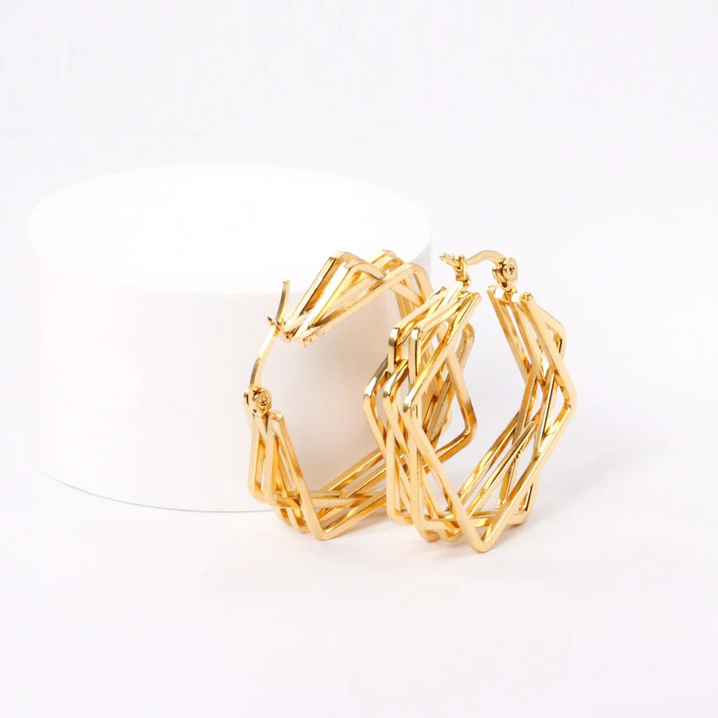 4 Layer Square Hoop Earring