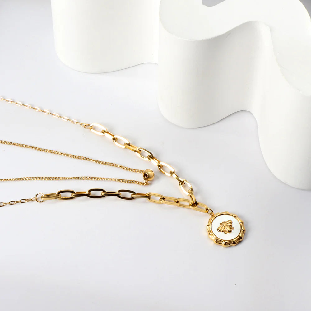 Celestial Bee Double Chain Necklace