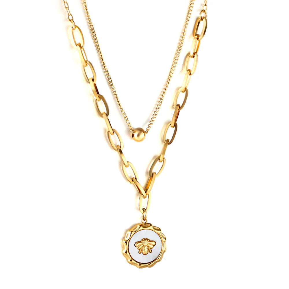 Celestial Bee Double Chain Necklace