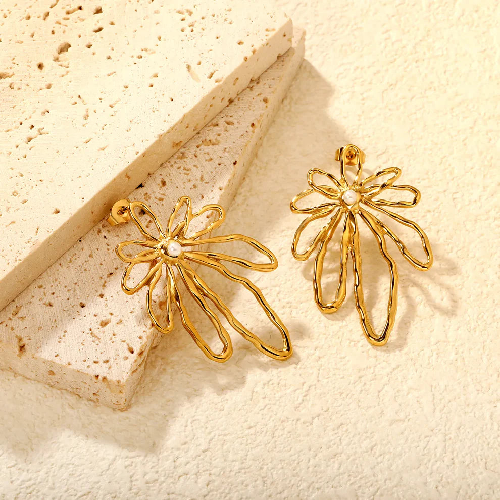 Flower Pearl Drop Earrings