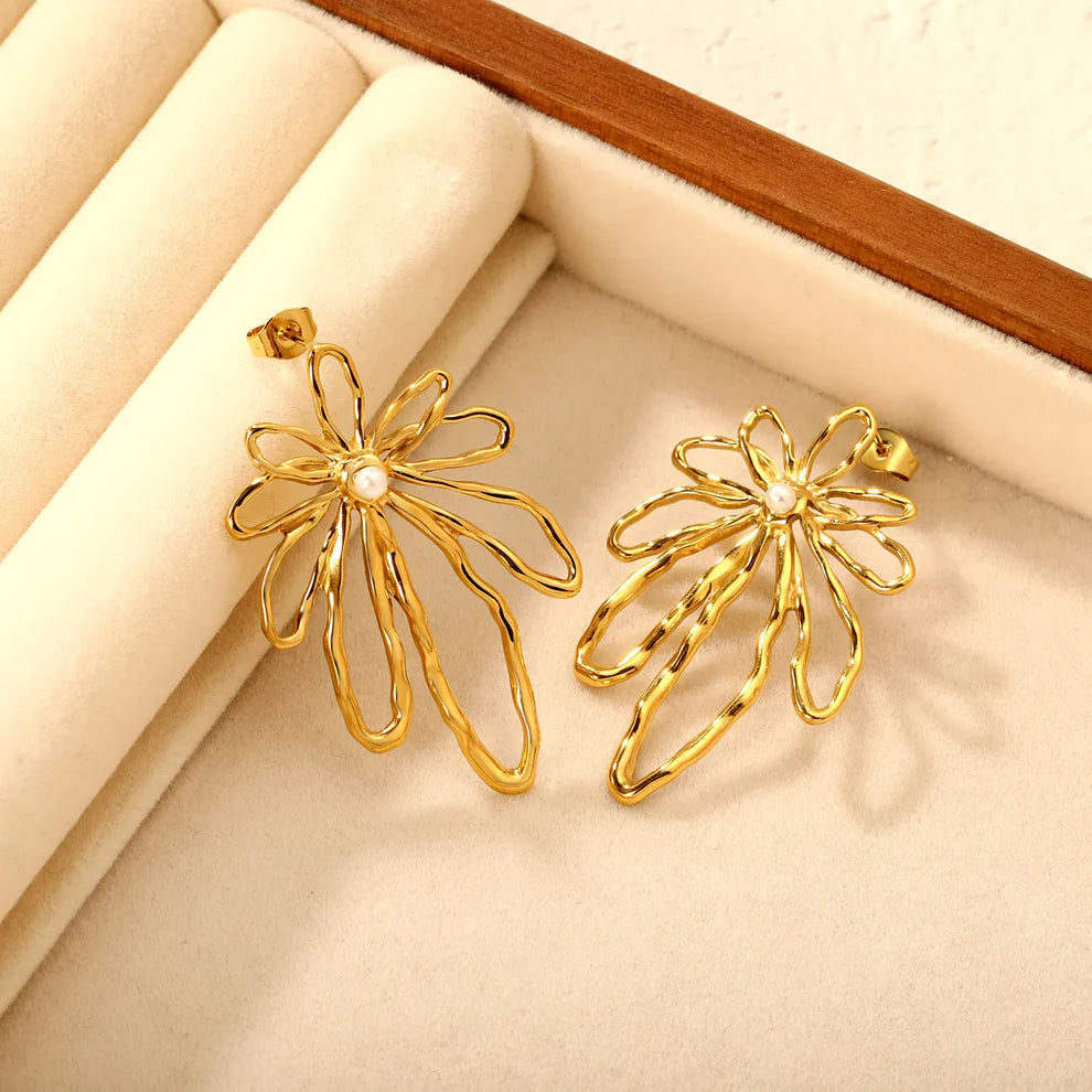 Flower Pearl Drop Earrings