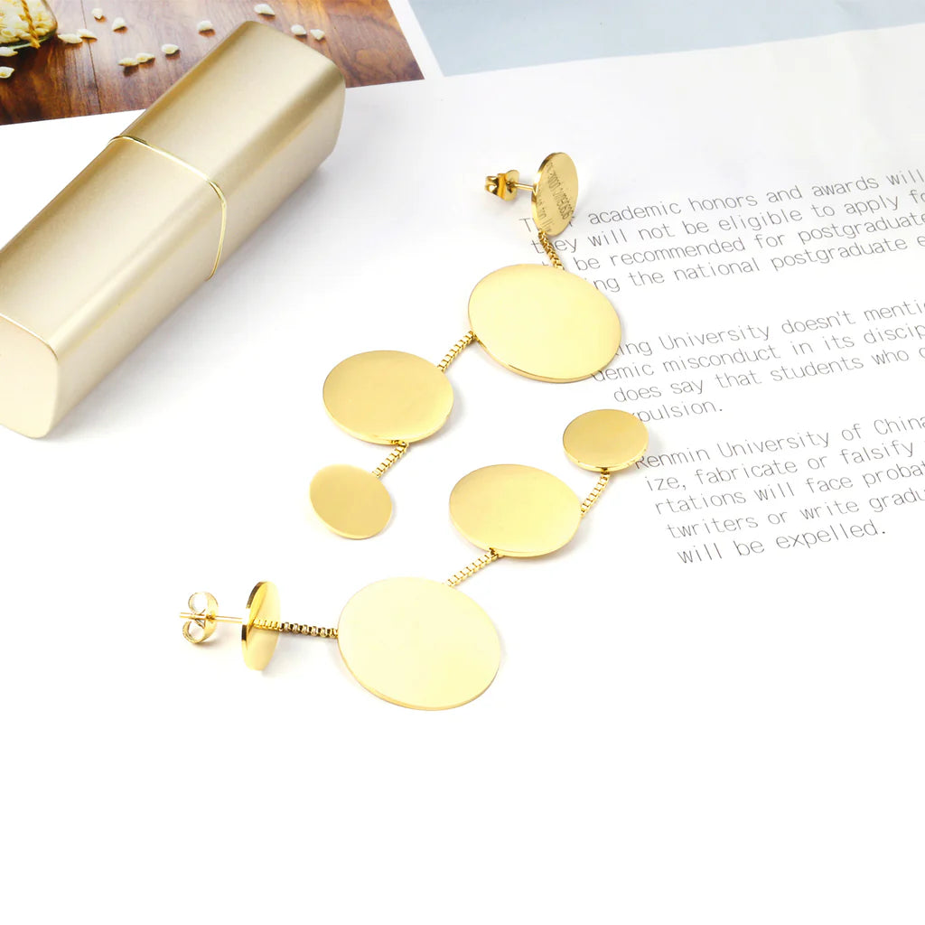 Long Coin And Chain Earrings